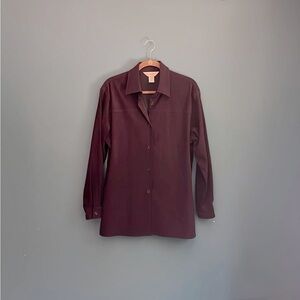 Casual Corner, plum purple, button-down, long sleeve shirt, women’s size medium
